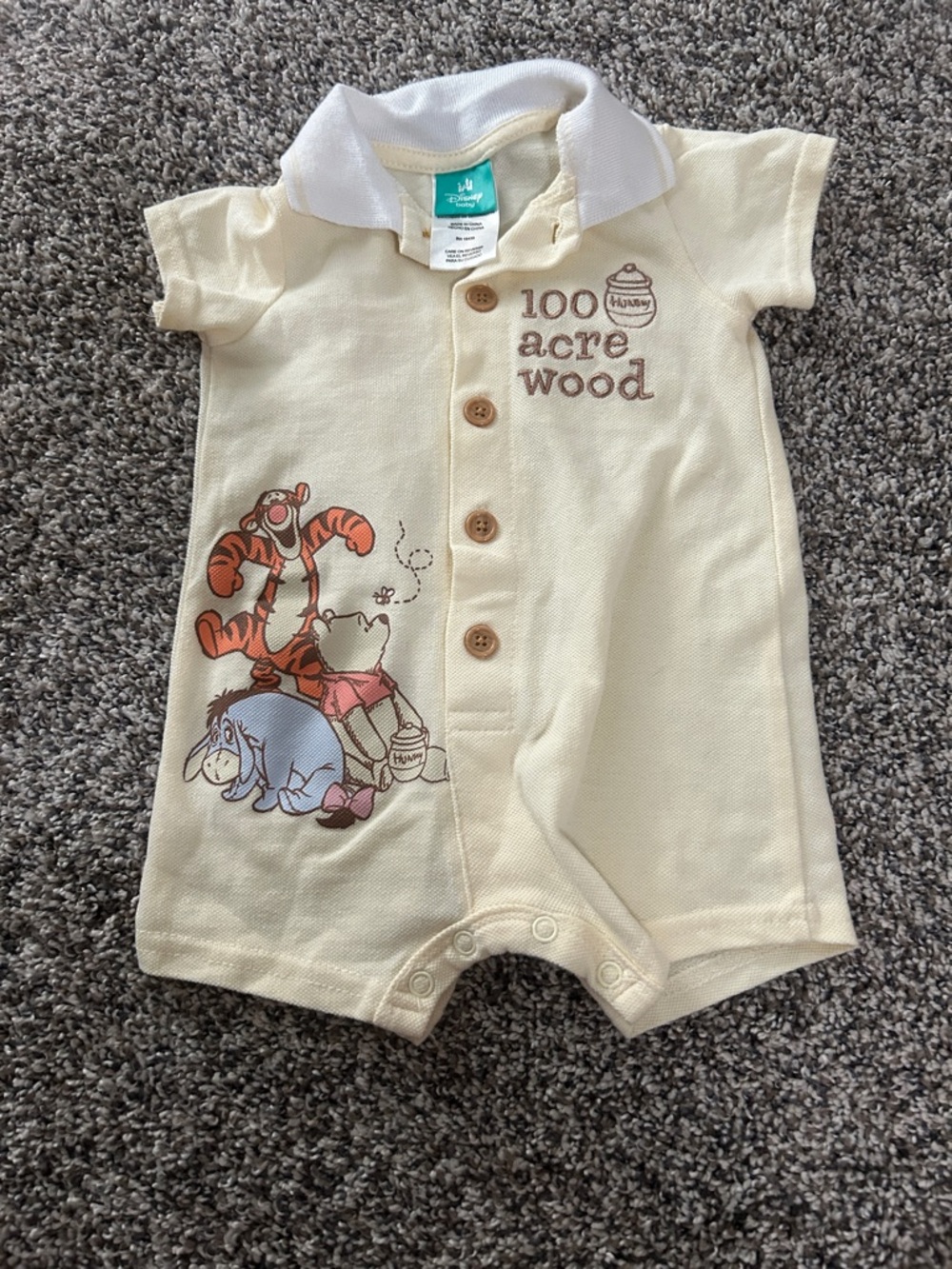 Baby 100 Acre Wood Cream One-Piece Romper